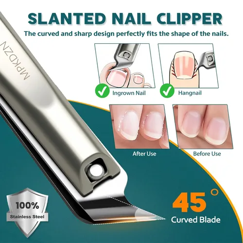 Miniatura 5 de Juego de cortaúñas para hombres y mujeres – Juego de manicura de acero inoxidable 5 en 1 y kit de cuidado de uñas con cortaúñas de manos y pies