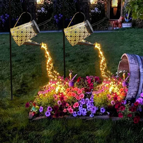 Miniatura 10 de VOOKRY - Regadera solar con luces, linternas solares grandes para colgar al aire libre, impermeable, decoración de jardín para el patio, césped