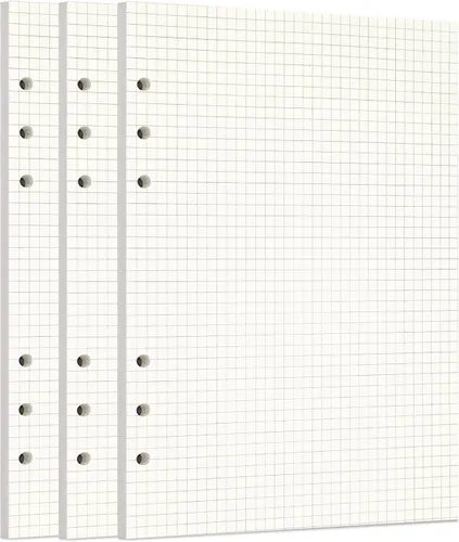 Miniatura 44 de Zelten 1 paquete A5 de 80 hojas/160 páginas 4 en 1 rayado cuadrado punteado en blanco hojas sueltas perforadas papel de repuesto de papel