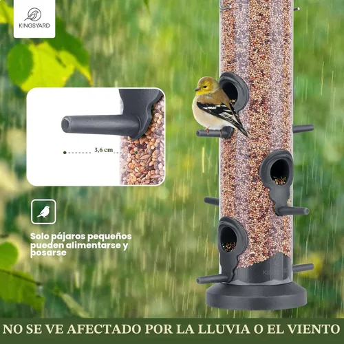 Miniatura 4 de Kingsyard Paquete de 2 alimentadores de tubo con 6 puertos de alimentación para colgar en exteriores, plástico duro de alta calidad resistente a