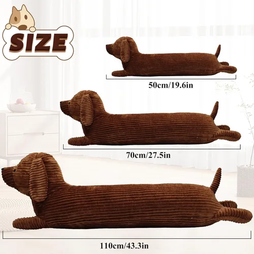 Miniatura 2 de Almohada de Felpa Gigante de Perro Salchicha de 27.5 Pulgadas, Cachorro Lobo Animal de Peluche Abrazable de Cuerpo Largo, Almohada Decorativa