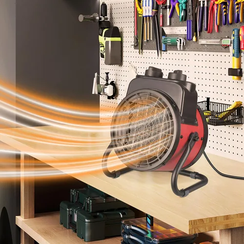 Miniatura 5 de Calentador de aire forzado eléctrico industrial con elemento calefactor de cerámica, inclinación ajustable, protección contra sobrecalentamiento