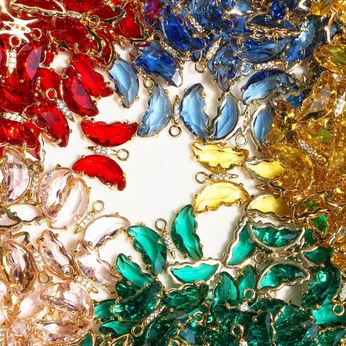 Miniatura 2 de Dijes de latón chapados en oro de circonita de cristal para hacer joyas, pulseras, collares, aretes, colgantes, suministros de manualidades
