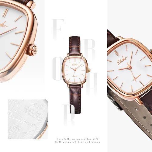 Miniatura 3 de Reloj clásico de cuarzo para mujer, elegante y resistente, con correa de piel de vacuno, perfecto para cualquier ocasión
