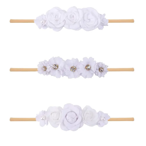 Miniatura 22 de Diadema floral de nailon para bebé, 3 piezas, accesorios para el cabello, regalo para niñas (31#)