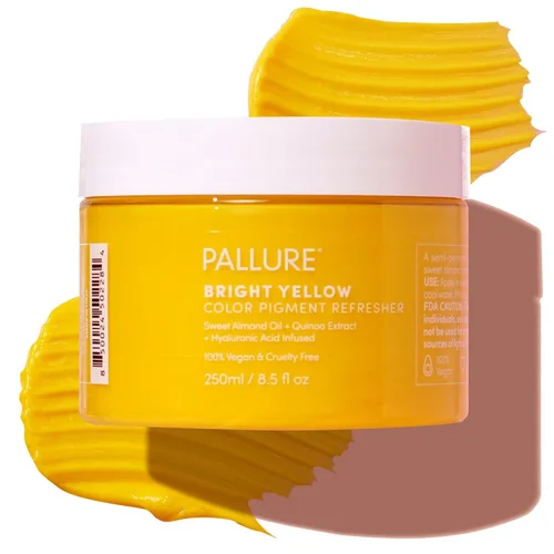 Pallure Máscara refrescante de pigmento de color, acondicionador semipermanente para depósitos de color de cabello, 8.5 onzas, amarillo brillante