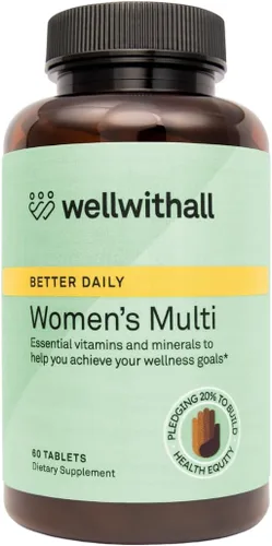 WellWithAll Multivitamínico para mujer | Suplemento diario con vitaminas esenciales, minerales y hierro | Apoya la inmunidad, la salud cardíaca, la