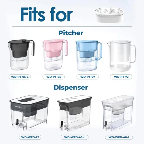 Miniatura 2 de Repuesto para todos los sistemas de filtración de jarra y dispensador Waterdrop, se ajusta a Waterdrop WD-PF-01A Plus, reduce el plomo, PFAS, Blanco