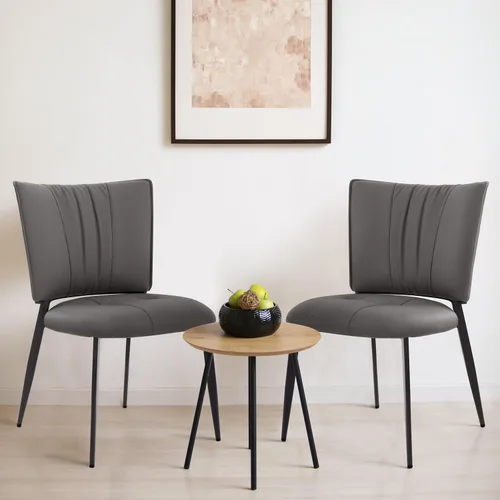 Miniatura 14 de Homcosan Juego de 2 sillas de comedor, modernas sillas de cocina con asiento acolchado tapizado y patas de metal, fácil montaje, sillas de comedor