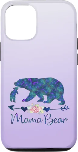 Miniatura 28 de Teal Blue Purple Floral Mama Bear and One Cub Silver Purple Case for iPhone 17