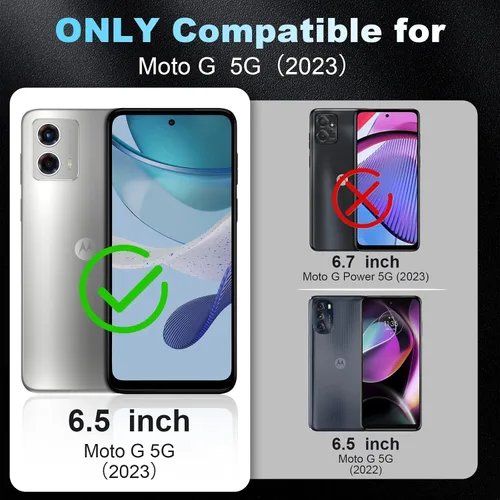 Miniatura 2 de LYWHL Protector de pantalla para Motorola Moto G 5G (2023), paquete de 3 protectores de pantalla de vidrio templado de dureza 9H HD + 3 protectores