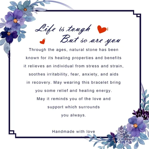 Miniatura 2 de Get Well Soon Regalos para mujeres, Life is Tough but So Are You Inspirador Pulsera de piedra natural para hombres, adolescentes y niñas