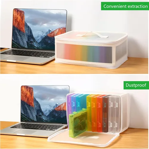 Miniatura 5 de Gbivbe Estuche de almacenamiento de fotos, tamaño 4 x 6, caja grande con capacidad para 1000 fotos, almacenamiento de tarjetas, mango de tarjetas