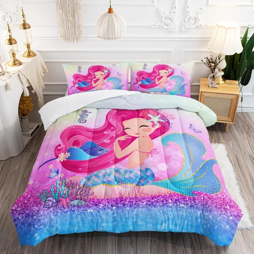 Miniatura 9 de Juego de edredón de tortuga con aguada oceánica, juego de ropa de cama de tortuga para cama individual, juego de cama con peces tropicales y vida