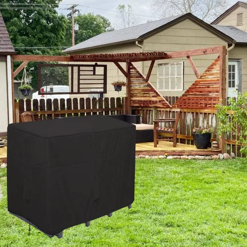 Miniatura 7 de Juego de comedor de altura de barra al aire libre, cubierta resistente al agua, juego de comedor para patio rectangular de 4 personas de 48 pulgadas