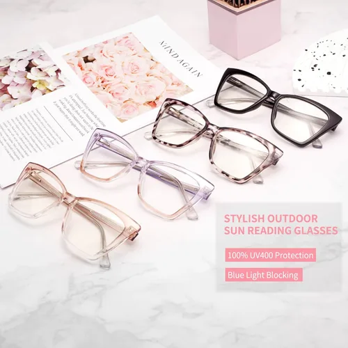 Miniatura 4 de Lentes de lectura de alta calidad para mujer, estilo Oprah, para lectura de computadora, anti luz azul, con marco irrompible TR90