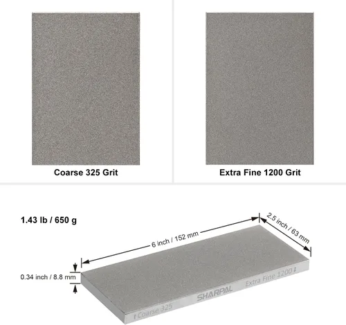 Miniatura 4 de SHARPAL 156N - Piedra de Afilar de Diamante de Doble Cara Piedra de Agua Afilador de Cuchillos Grano Grueso 325 / Extra Fino 1200 Estuche