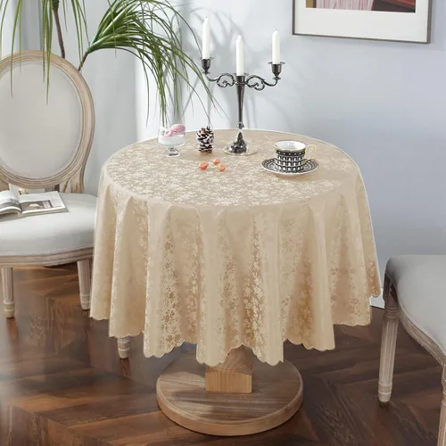 Miniatura 3 de Jeloris Mantel de Vinilo Impermeable, Mantel Redondo de Plástico Resistente, Cubierta de Mesa de Vinilo Limpiable a Prueba de Derrames y Aceite