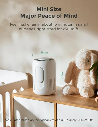 Miniatura 6 de Momcozy Purificador de Aire para Guardería, Sistema de 4 Filtros con H13 HEPA y Carbón, Monitor de Calidad del Aire PM2.5 en Tiempo Real y Pantalla