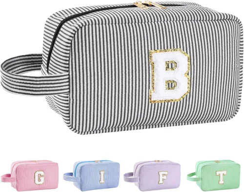 Miniatura 55 de Regalos personalizados para mujeres, bolsa de maquillaje con inicial, bolsa de maquillaje de viaje, bolsa de cosméticos, bolsa de artículos