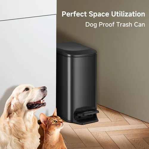 Miniatura 6 de TIPGO Cubo de basura delgado para baño con tapa de cierre suave, pedal de paso, cubo de basura de acero inoxidable de 6 litros/1.6 galones, cubos