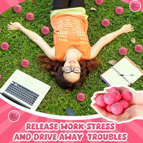 Miniatura 3 de Sotiff 100 bolas de estrés a granel para adultos, espuma colorida para aliviar el estrés, juguetes de regalo con citas motivacionales, bolas