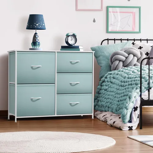 Miniatura 2 de Sorbus - Cómoda con 5 cajones, mesita de noche y mesa auxiliar para el hogar, accesorios de habitación, oficina, dormitorio universitario