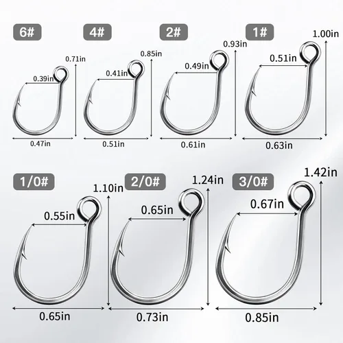 Miniatura 5 de FishTrip Ganchos individuales en línea de pesca - en línea ganchos para gancho agudos reemplazo para señuelos tapones agua salada agua dulce