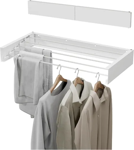 Miniatura 9 de JOOM Estante de secado de ropa plegable, estante de secado montado en la pared, estante de secado de ropa, 31.5 pulgadas de ancho, 5 varillas