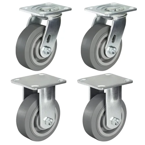 Miniatura 9 de Juego de 4 ruedas giratorias industriales de 5 pulgadas de alta resistencia con capacidad de carga de 3200 libras, ruedas de goma para muebles