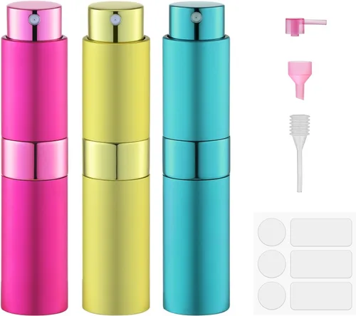 Miniatura 12 de Fusupak Atomizador de Perfume Botella de Viaje Recargable: Vaporizador de Colonia Portátil para Hombres - Mini Spray Vacío para Recarga - 8ml