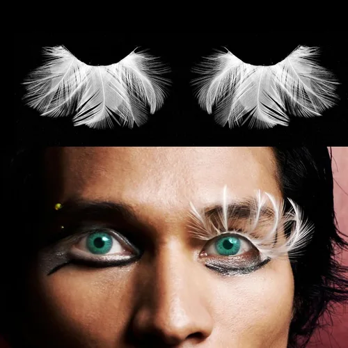 Miniatura 11 de Pestañas postizas blancas de Halloween, herramientas de extensión, anime japonés, cosplay, maquillaje natural, para fiesta de máscaras, pestañas