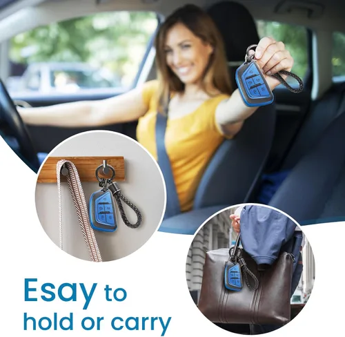 Miniatura 4 de para llavero de Cadillac con funda de TPU con superficie granulada y cuerda trenzada metálica, funda de llavero mejorada para 2020 en adelante CT4
