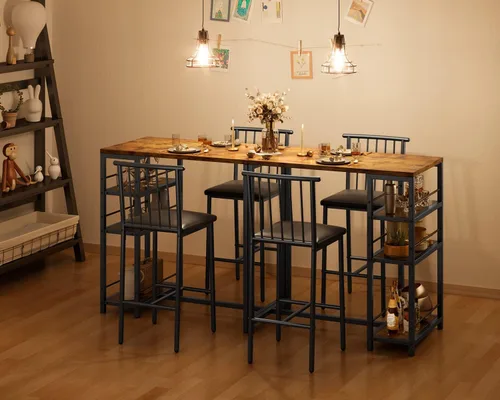 Miniatura 5 de Gizoon Juego de mesa de comedor para 2 personas con 3 estantes de almacenamiento, mesa de cocina y sillas para 2 personas con cojín de poliuretano
