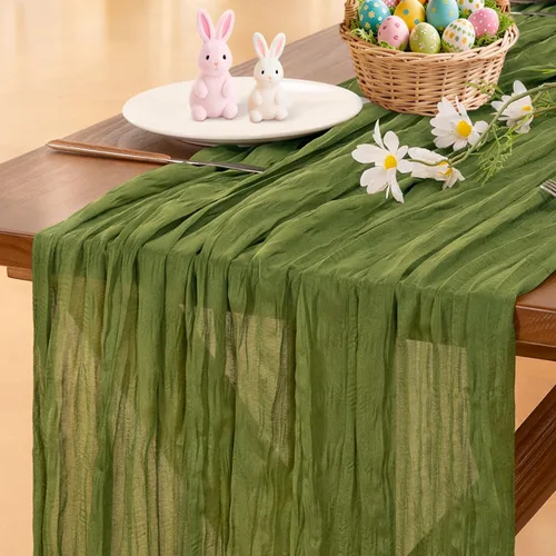 Miniatura 22 de Socomi - 10 caminos de mesa de gasa, estilo bohemio y rústico, para primavera, Pascua, bodas, fiestas, baby showers, cumpleaños y decoración, 120