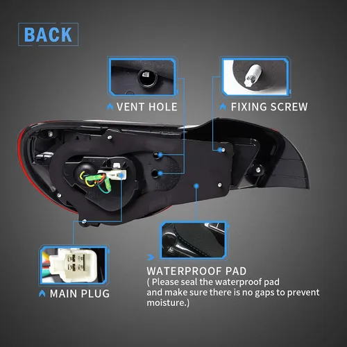 Miniatura 4 de VLAND Luces traseras LED compatibles con Scion Fr-s 2013-2016 Toyota86/Subuaru Brz 2013-2020 con secuencial ámbar, conjunto de lámpara trasera LED