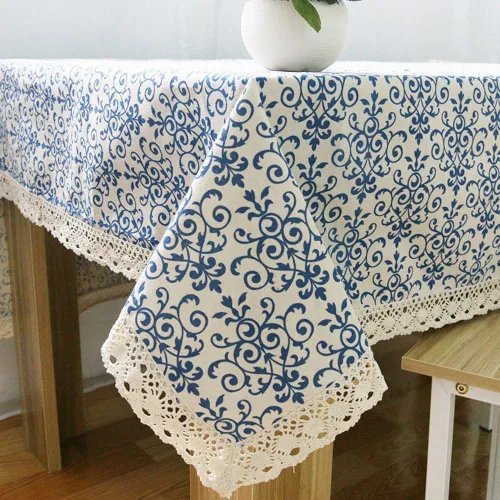 Miniatura 11 de LeLehome Elome - Mantel cuadrado de estilo bohemio vintage de 36 pulgadas, con encaje de lino y algodón, lavable, para cena y pícnic, cubierta