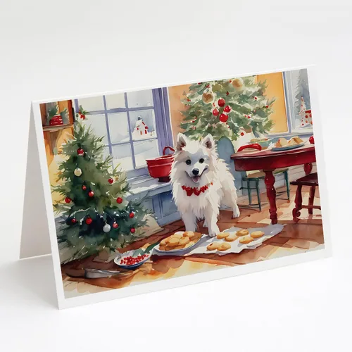 Miniatura 152 de Caroline's Treasures DAC3884GCA7P Paquete de 8 tarjetas en blanco de Navidad con galletas de husky siberiano Tarjetas de felicitación con sobres