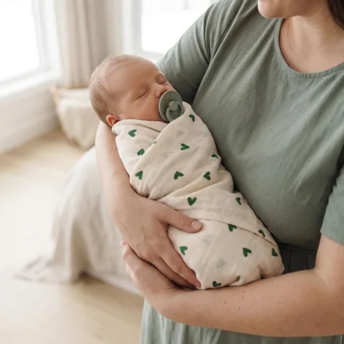 Miniatura 6 de Swaddle - 100% algodón orgánico - Mantas de muselina para recién nacido, 47 x 47 pulgadas (corazones verdes)