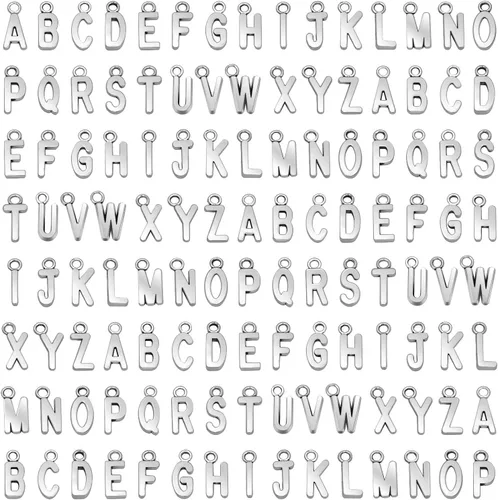 SANNIX 156 piezas/6 juegos alfabeto ABC letras Charms Capital A-Z Charms DIY pulsera collar colgantes con 200 piezas abiertos Jump anillos para