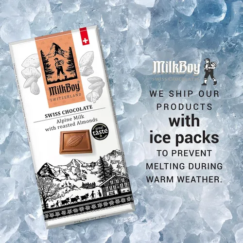 Miniatura 3 de Milkboy - Barras de chocolate con almendras suizas, chocolate con leche alpino suizo premium con almendras, todo natural, sin gluten, sin OMG