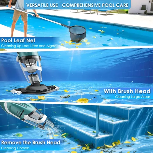 Miniatura 4 de Aspiradora de piscina para piscina sobre el suelo, limpiador de piscina recargable de mano, tecnología Turbo™, fuerte succión 2700L/H, hasta 75