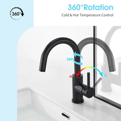 Miniatura 2 de CREA Grifo de Baño Negro Níquel Cepillado, Grifo de Fregadero de Barra Húmeda Prep de Acero Inoxidable de Un Solo Orificio Pequeño de Cocina