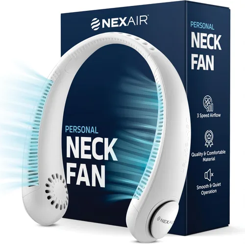 Miniatura 9 de NEXAIR Ventilador de cuello portátil de enfriamiento manos libres, ventilador de cuello ligero sin aspas, 3 velocidades, batería de 2400 mAh, tiempo