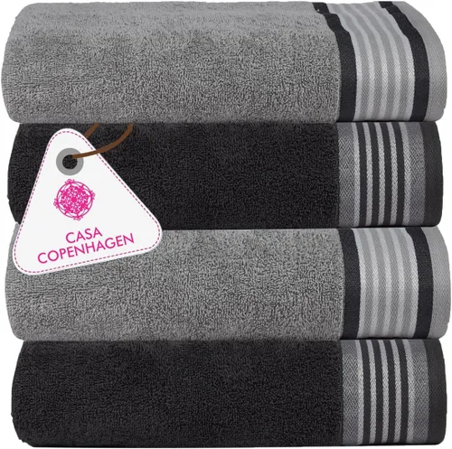 Miniatura 70 de CASA COPENHAGEN Solitaire Juego de 6 toallas - Negro, 600 GSM 2 toallas de baño 2 toallas de mano 2 toallitas, diseñadas en Dinamarca, hechas
