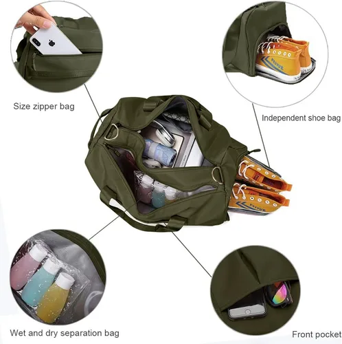 Miniatura 3 de Bolsa de gimnasio pequeña para mujeres y hombres, bolsa de entrenamiento para deportes y escapadas de fin de semana, bolsa de lona impermeable