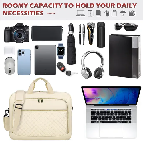 Miniatura 7 de NEWHEY Bolsa para laptop de 17.3 pulgadas, maletín para computadora portátil para mujeres y hombres, bolsa de hombro impermeable, bolsa de mensajero