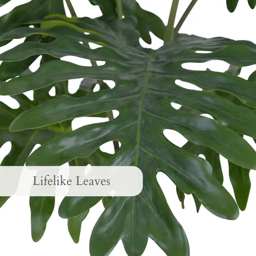 Miniatura 3 de CG Hunter Árbol de filodendro sintético, soporte de árbol artificial de alta calidad para interiores, 3 pies de alto, hojas realistas y tronco