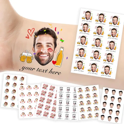 Miniatura 14 de Tatuajes temporales personalizados con foto y nombre, logotipo personalizado para adultos, niños, mujeres, hombres, regalo de boda, cumpleaños