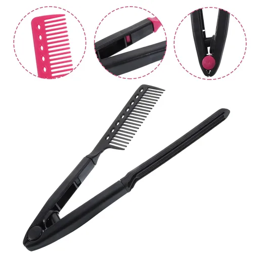 Miniatura 9 de FOMIYES Peine alisador de peluquería plegable, peine alisador de cabello en forma de V, plancha plana multifuncional para uso en salón y hogar, 9.05
